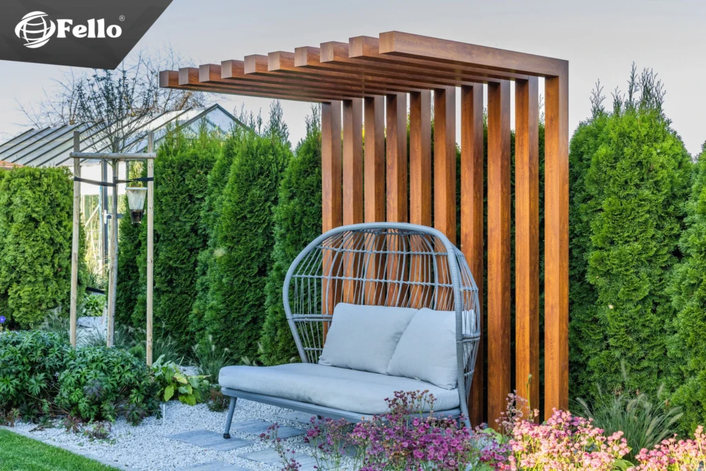 Aluminiumprofile in einer Gartenkonstruktion Fello